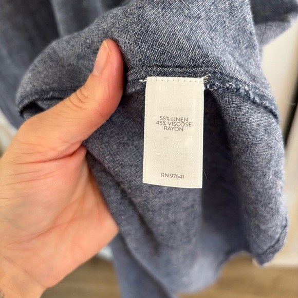 J. Jill Pure Jill Linen Blend Midi Dress Asymmetrical Hem Blue Size Small - Picture 7 of 10